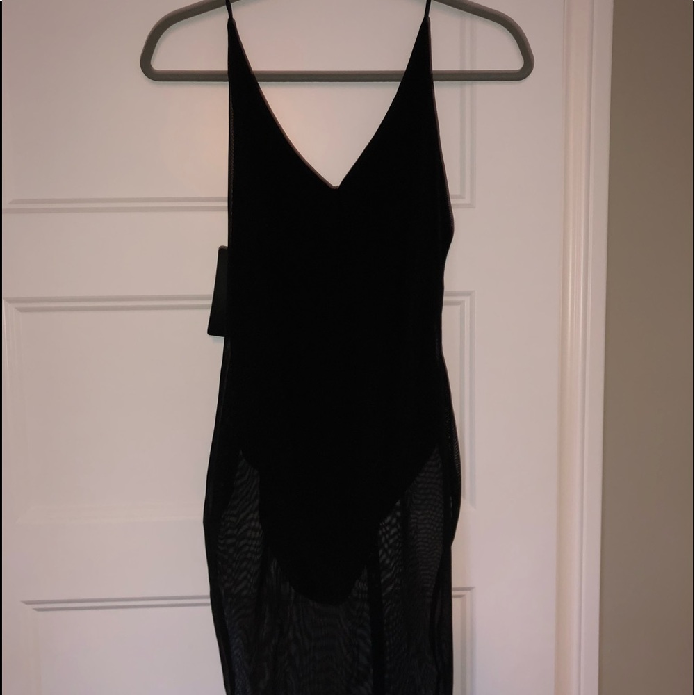 Mesh overlay midi dress